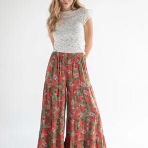 Natural Life Floral Wide Leg Baggy Pants Women’s Size Small